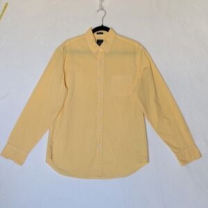 J. Crew Men's Classic Yellow Checkered Button Down Long Sleeve Shirt Medium